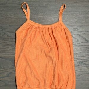 Vintage 70’s Orange Sherbet Color Terry Tank Top Shirt Women’s SMALL S
